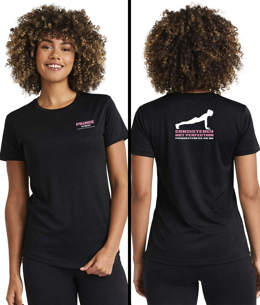 Prince Fitness 'Consistency Not Perfection' Women's Activewear T-shirt